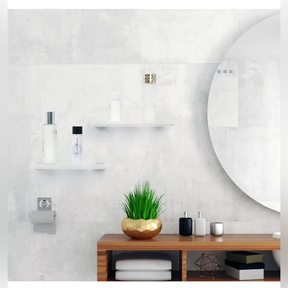 Clear Acrylic 12 Inch Floating Shelves w/Invisible Metal Brackets Set of 4